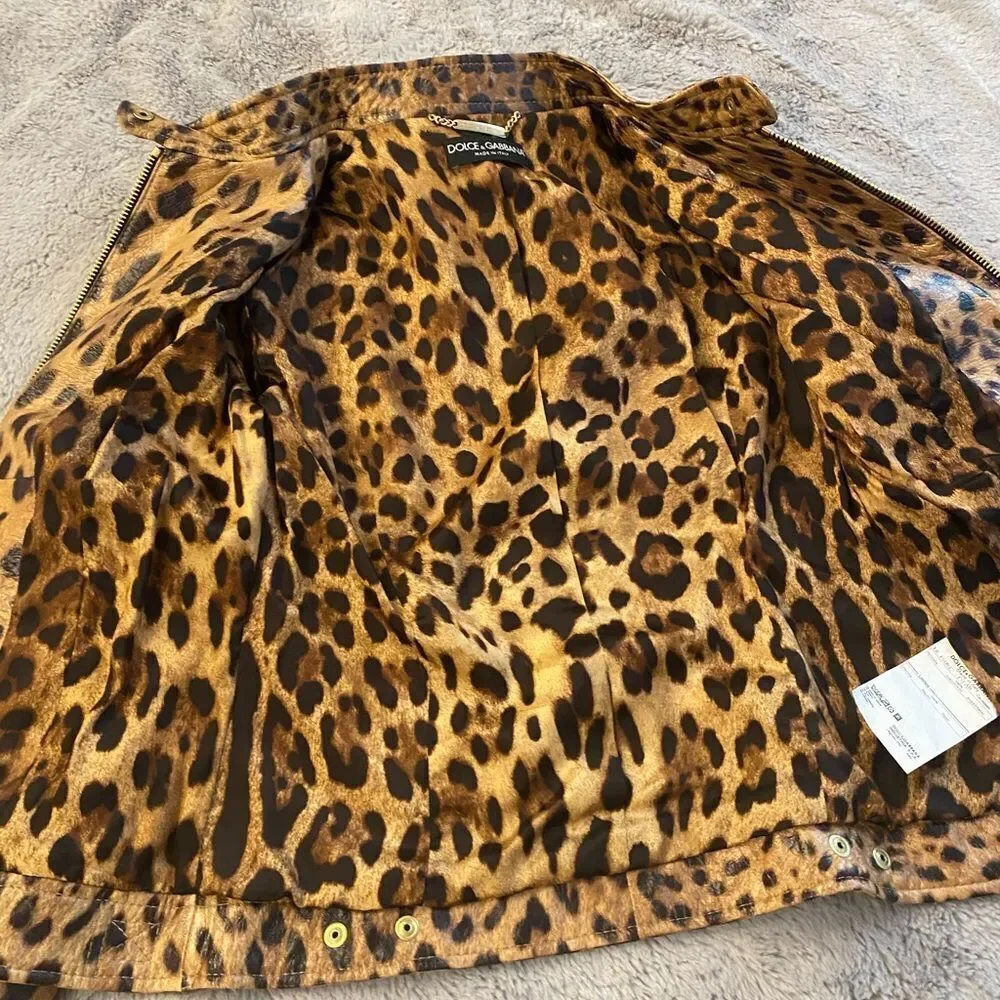 Dolce & Gabbana leopard genuine leather jacket, S - Picture 8 of 16